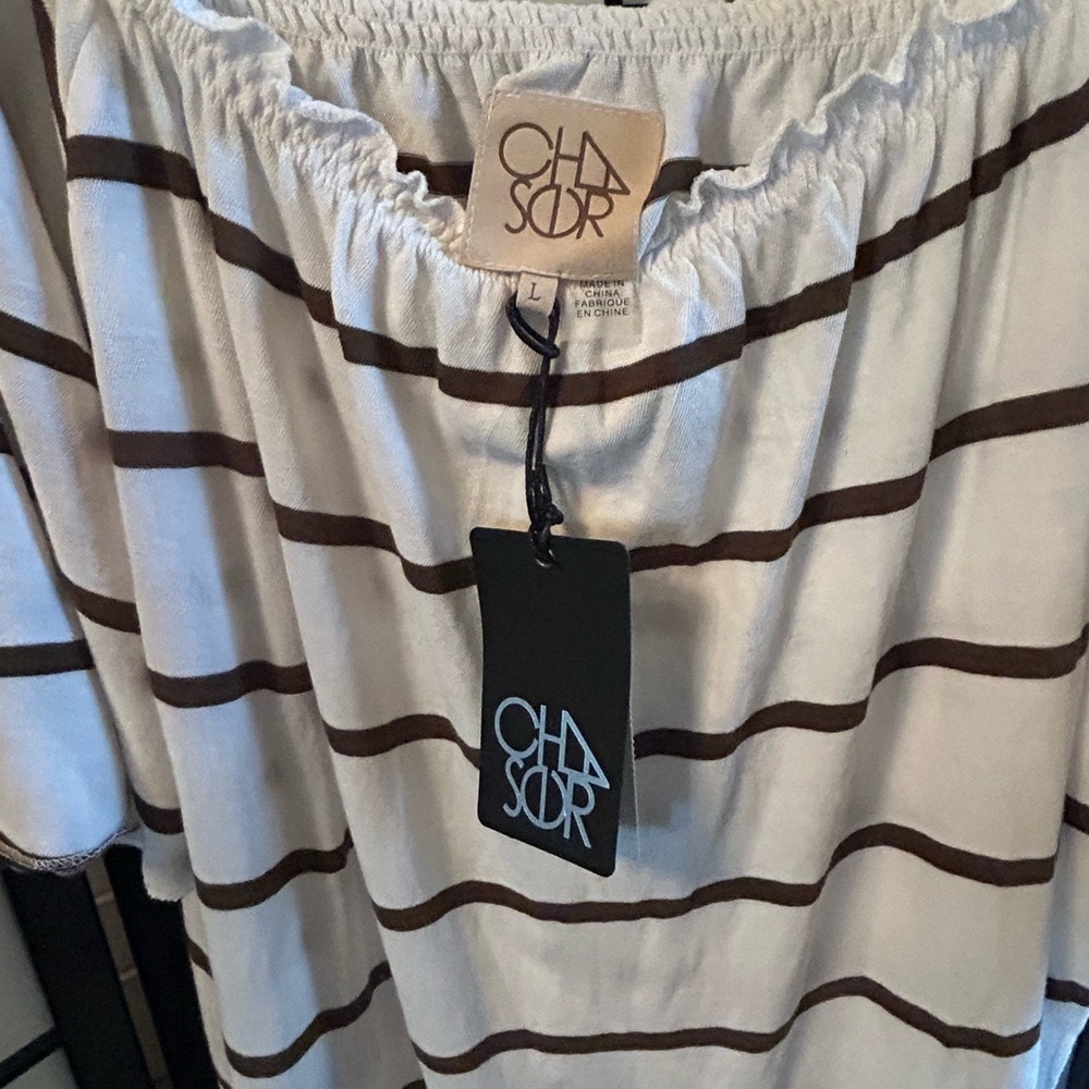 Chaser Striped White and Black Top